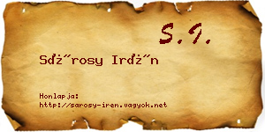Sárosy Irén névjegykártya